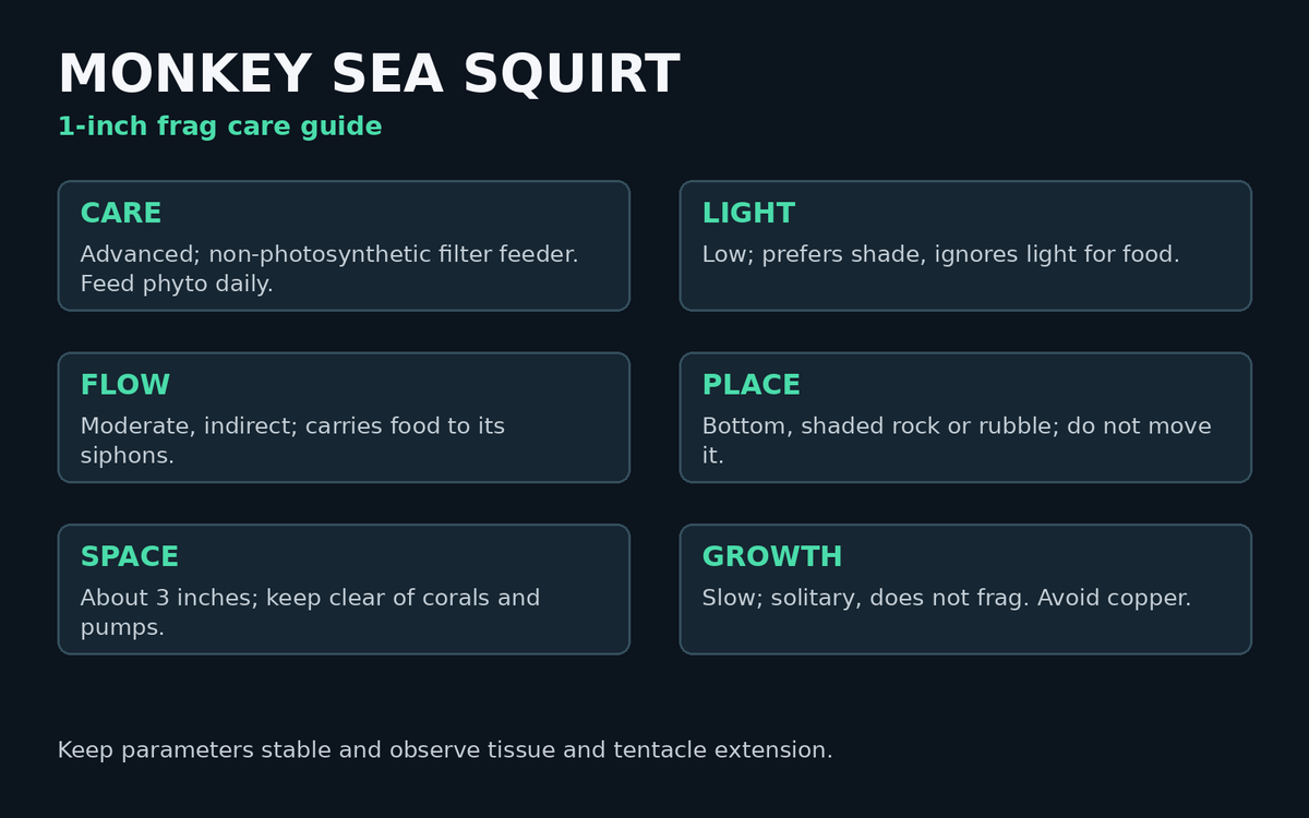 Monkey Sea Squirt care card