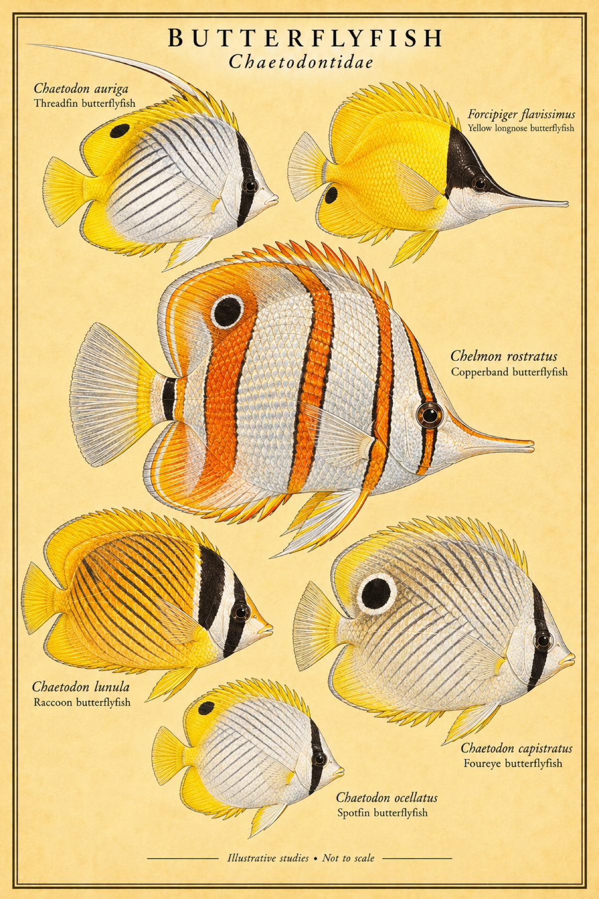 Butterflyfish Poster — Chaetodontidae, full plate