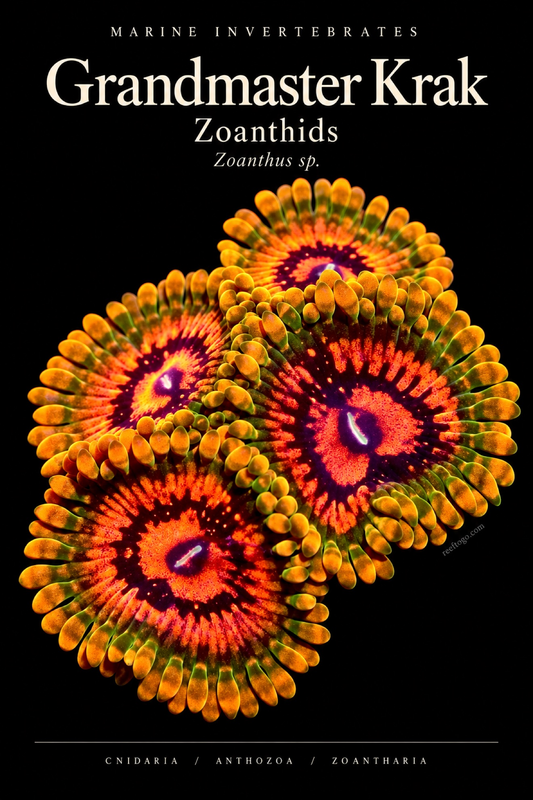 Grandmaster Krak Zoanthids — Zoanthus sp., original plate artwork
