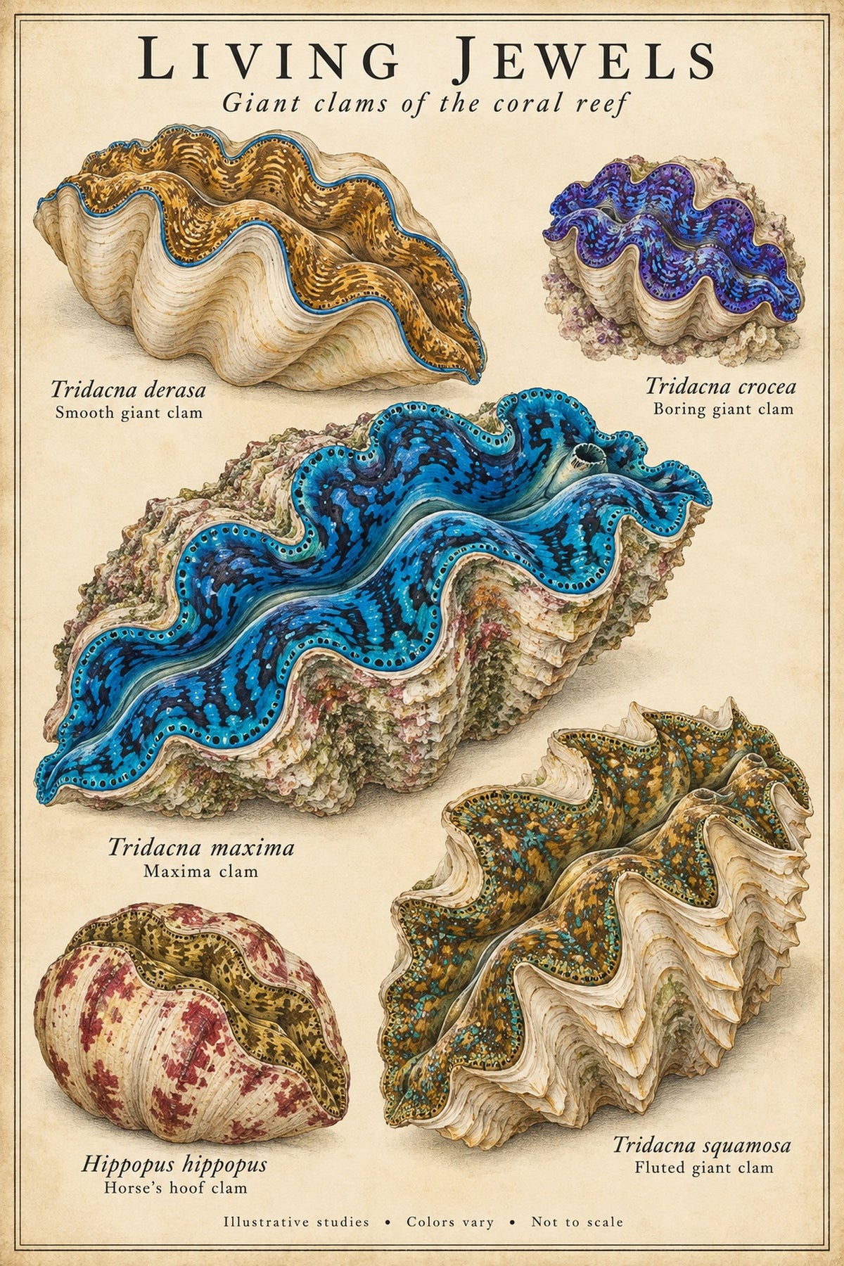 Living Jewels — Giant Clams of the Coral Reef poster artwork