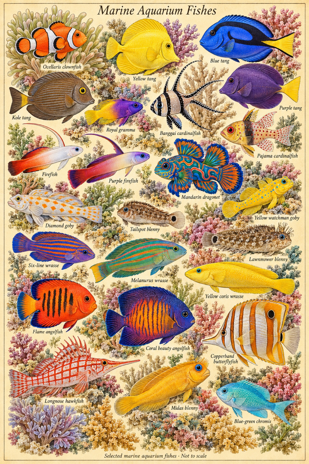 Marine Aquarium Fishes Poster, full plate