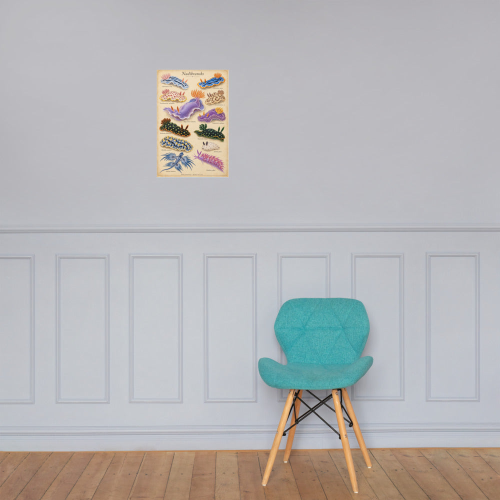 Nudibranchs poster on a wall — lifestyle mockup