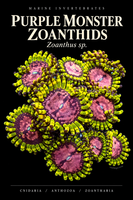 Purple Monster Zoanthids — Zoanthus sp., original plate artwork