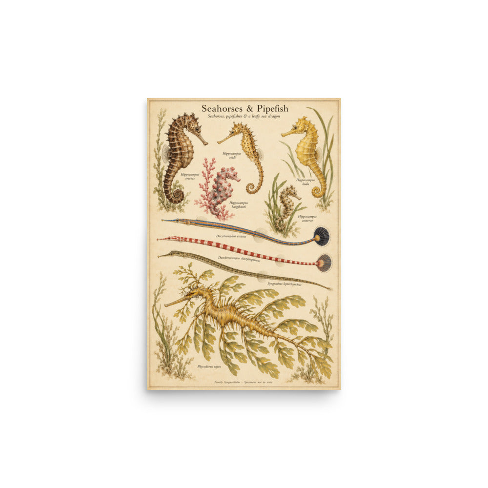 Seahorses & Pipefish poster — front view